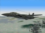 Eine F-14B aus Falcon 4.0 SP3 �ber Korea; Wildcat 71 hat es gerade einem DPRK-Piloten so richtig besorgt. Er befindet sich  unten rechts auf dem Weg nach unten.